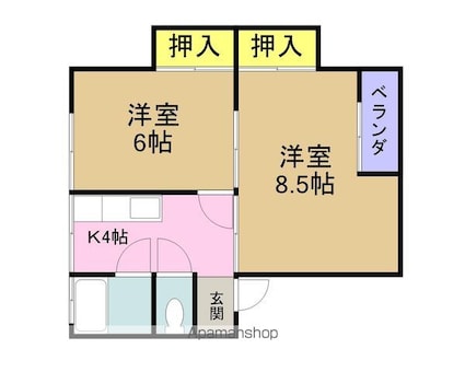 フローレスＳＴ[2K/38.93m2]の間取図