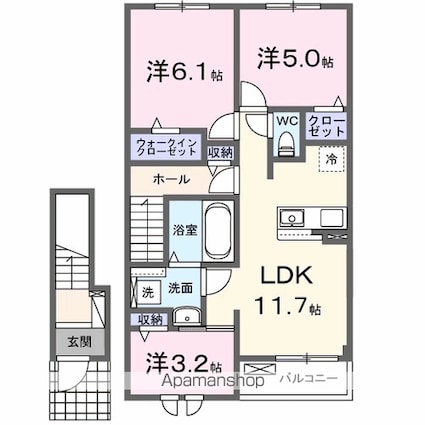 チェリー　レジデンス[2LDK/62.1m2]の間取図