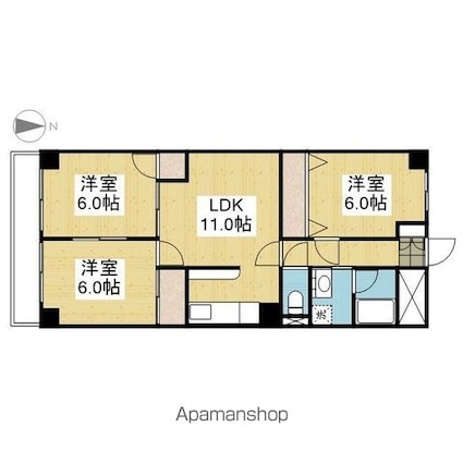 シャルマンコーポ土居[3LDK/66m2]の間取図