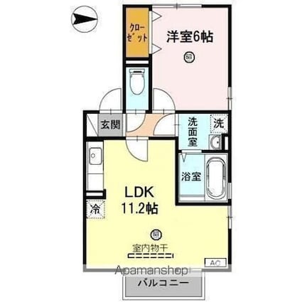 セジュール・グラシア[1LDK/41.26m2]の間取図