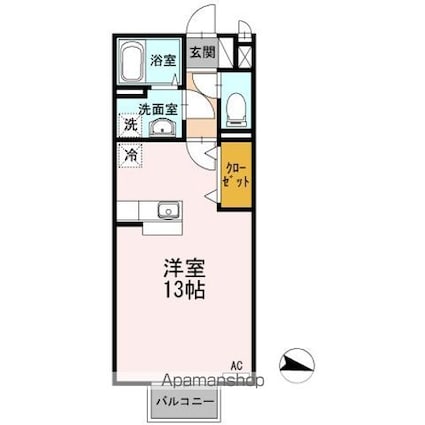 広島県尾道市山波町[1R/33.34m2]の間取図