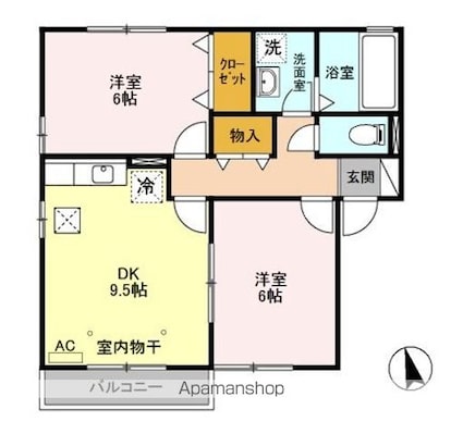 フォンティーヌ　ＡＢＣＤ[2DK/52.09m2]の間取図