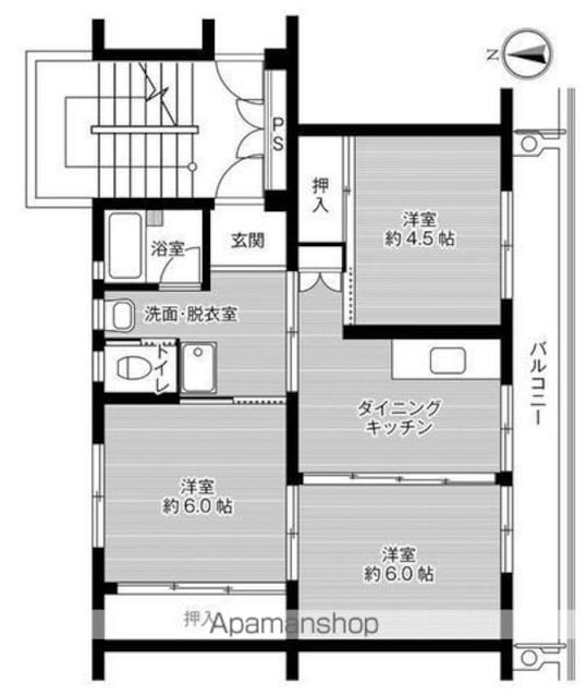 ビレッジハウス佐賀１号棟[3DK/53.96m2]の間取図
