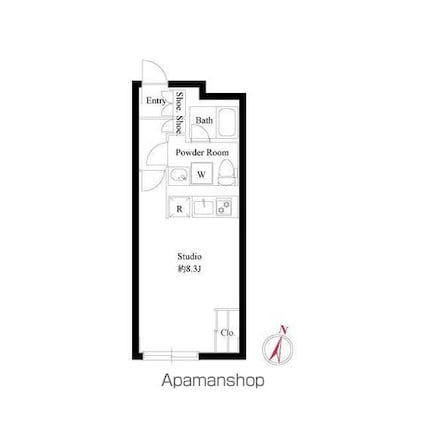 グローリオシェルト桜新町[1R/25.22m2]の間取図