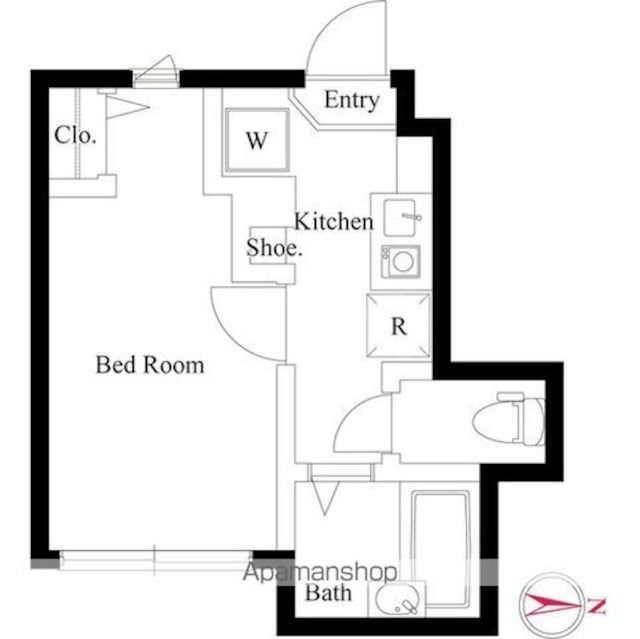 リブタス中野江原町[1K/16m2]の間取図
