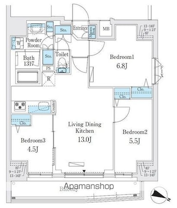プライムブリス板橋本町[3LDK/63.11m2]の間取図
