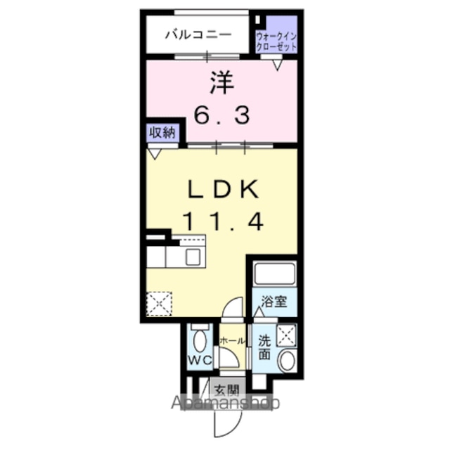 アガベ[1LDK/41.36m2]の間取図