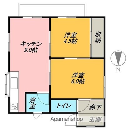 和歌山県和歌山市六十谷[2LDK/42.05m2]の間取図