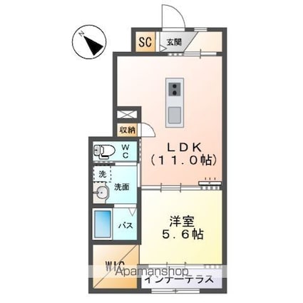 カーサ桜[1LDK/45.48m2]の間取図