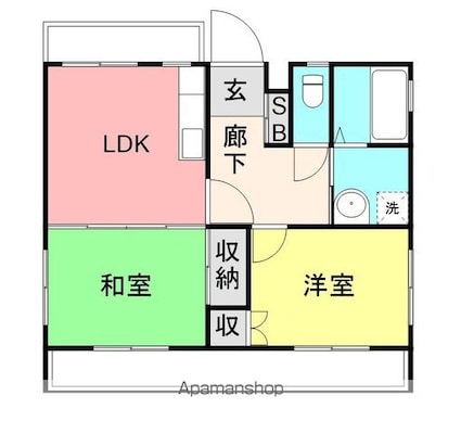 ガーデンリバーハイツ[2LDK/52.11m2]の間取図