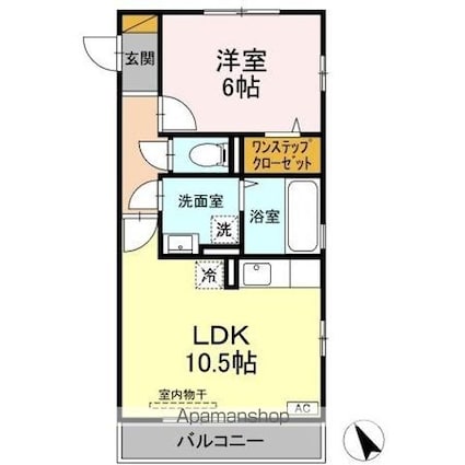 プリモフィオーレ[1LDK/42m2]の間取図