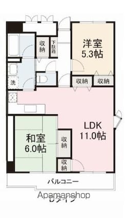 Ｃｒｅｓｔ　ＣｏｕｒｔＫ２[2LDK/69m2]の間取図