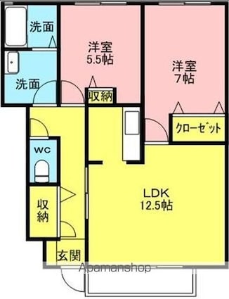 和歌山県和歌山市紀三井寺[2LDK/59.02m2]の間取図