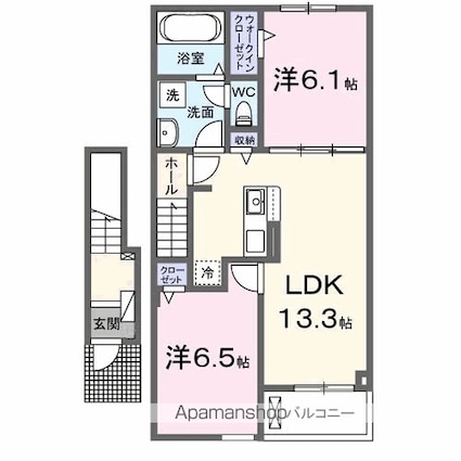ルーク　Ⅰ[2LDK/59.58m2]の間取図