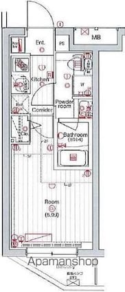プレミアムキューブ中野新橋[1K/20.02m2]の間取図
