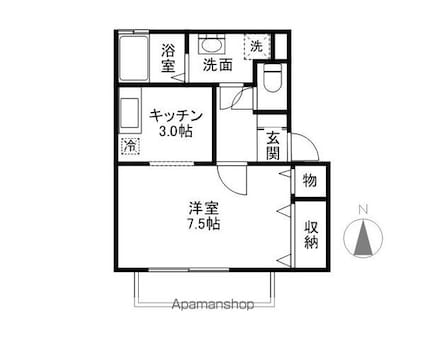 セジュール・ダンケ[1R/30.4m2]の間取図