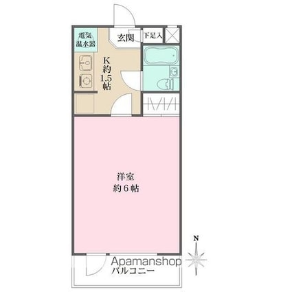 コーポ平町[1K/18.9m2]の間取図