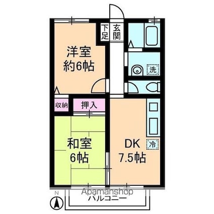 グレイシス王子Ｂ棟[2DK/44.71m2]の間取図