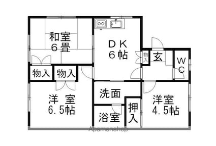 長野県塩尻市大門桔梗町[3DK/53m2]の間取図
