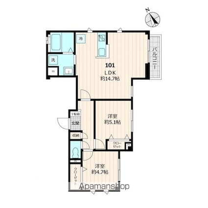 ユアメゾン上板橋[2LDK/56.82m2]の間取図