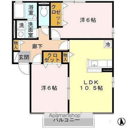 ＣＯＣＯハウス[2LDK/56.01m2]の間取図