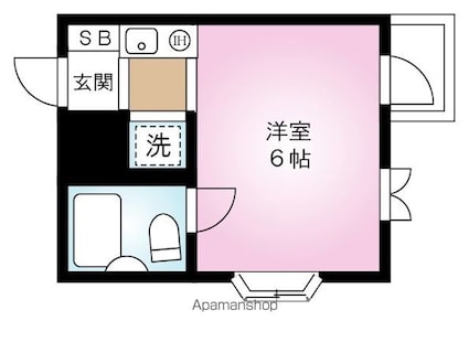 キャッスルマンション河辺[1R/18m2]の間取図