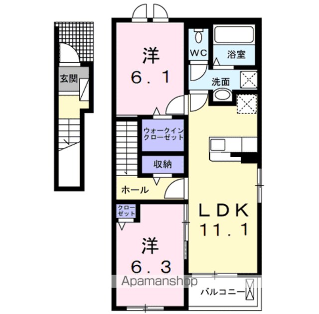 ライジングサンＡ[2LDK/58.57m2]の間取図