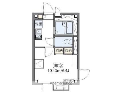 レオパレスブライトン　ヒル[1K/20.34m2]の間取図