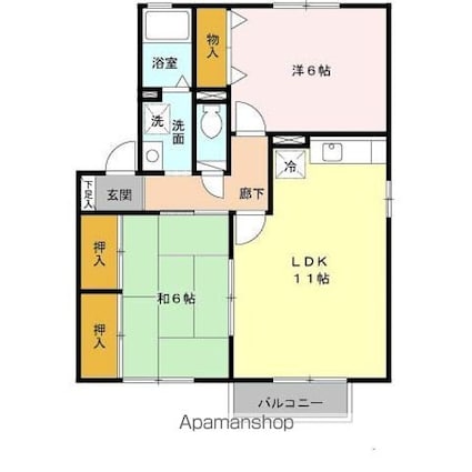 コーポはおりや　Ａ棟[2LDK/54.19m2]の間取図