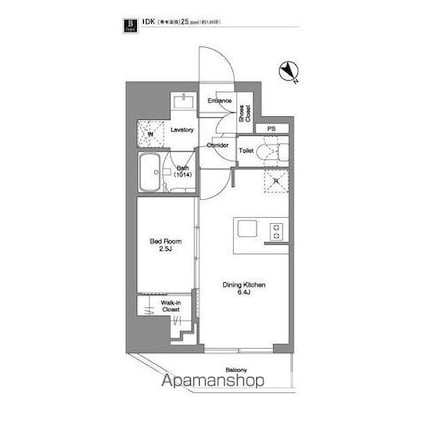 ＳＹＦＯＲＭＥ　ＴＡＢＡＴＡ[1DK/25.3m2]の間取図