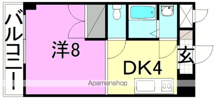 ウエストビル松山[1K/25.92m2]の間取図
