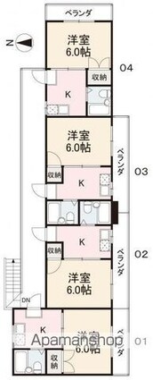 コート東ハゼⅡ[1K/19.44m2]の配置図