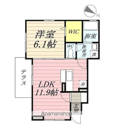 ウィット太子堂[1LDK/41.24m2]の間取図