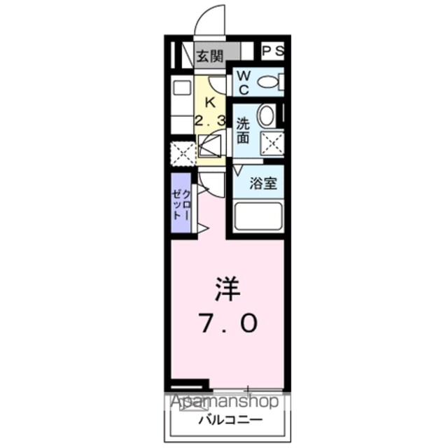 ルシェリアⅠ[1K/26.72m2]の間取図
