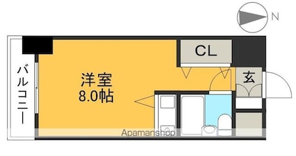 朝日プラザ知寄町パサージュ[1R/19m2]の間取図
