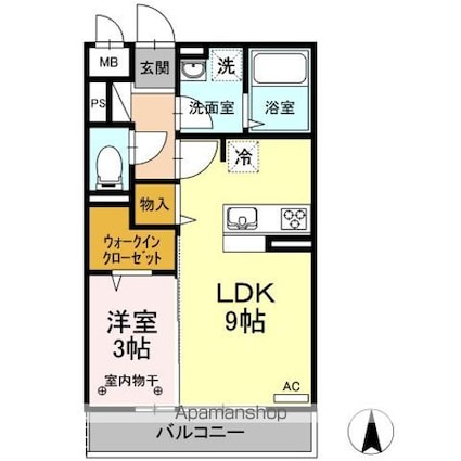 コンフォーティア[1LDK/32.99m2]の間取図