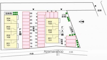 レジデンスＦ・Ｂ[2DK/46.92m2]の配置図