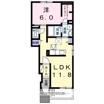 ソルヴェーグ　ほの[1LDK/45.33m2]の間取図