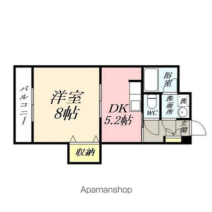岡山県岡山市北区表町３丁目[1DK/33.54m2]の間取図