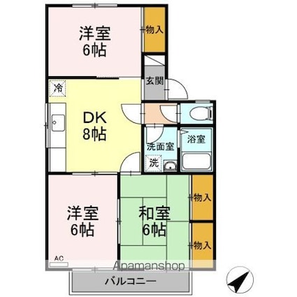 クレエルＫ　Ｂ棟[3DK/57.83m2]の間取図