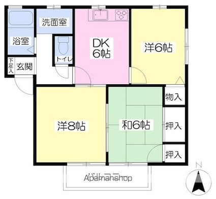 ディアスＳ・Ｓ　Ａ棟[3DK/57.4m2]の間取図