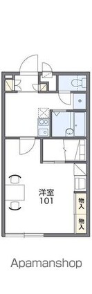 香川県坂出市久米町２丁目[1K/26.49m2]の間取図
