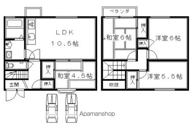 京福北野線 北野白梅町駅 徒歩7分 2階建 築30年の間取り写真