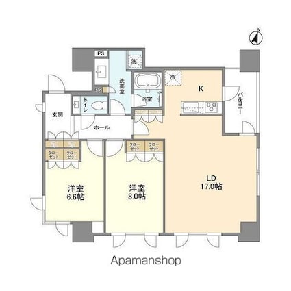ＬａＳａｎｔｅ麹町[2LDK/82.71m2]の間取図