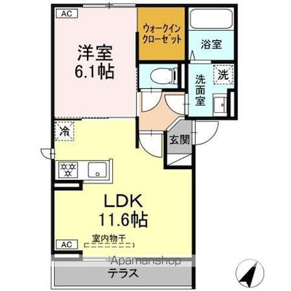トリシア柳町[1LDK/42.97m2]の間取図