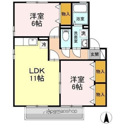 Ｙ．サイレントビレッジ山越[2LDK/55.41m2]の間取図