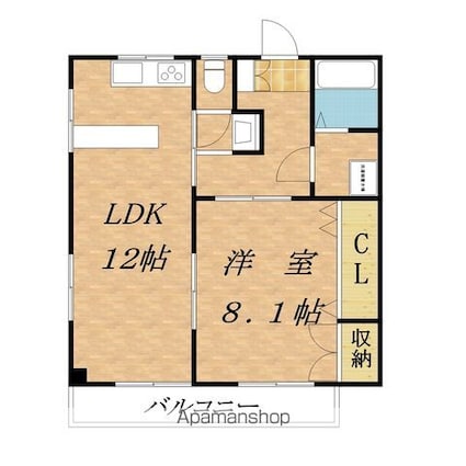 城ヶ丘ハイツ[1LDK/48.6m2]の間取図