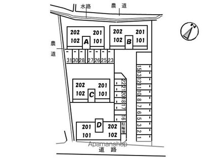 キャステルＫ　Ａ棟[3DK/54.85m2]の配置図