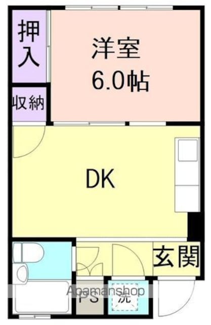 玉井ビル[1DK/32m2]の間取図