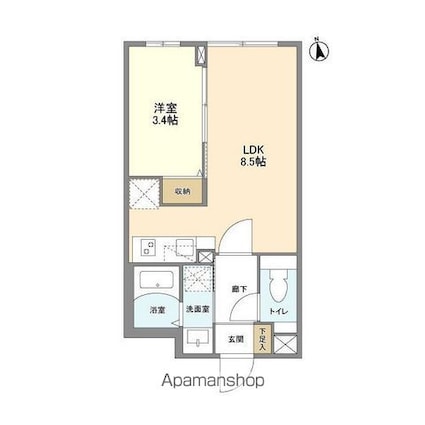 ウェルスクエア祖師ヶ谷大蔵[1LDK/28.96m2]の間取図